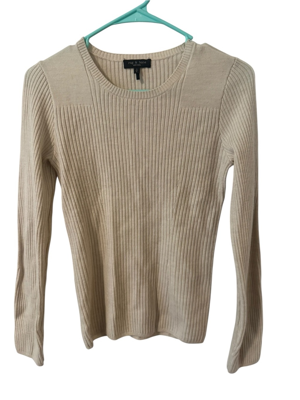 Rag & Bone Ribbed Long Sleeve Sweater - Beige size smalll
